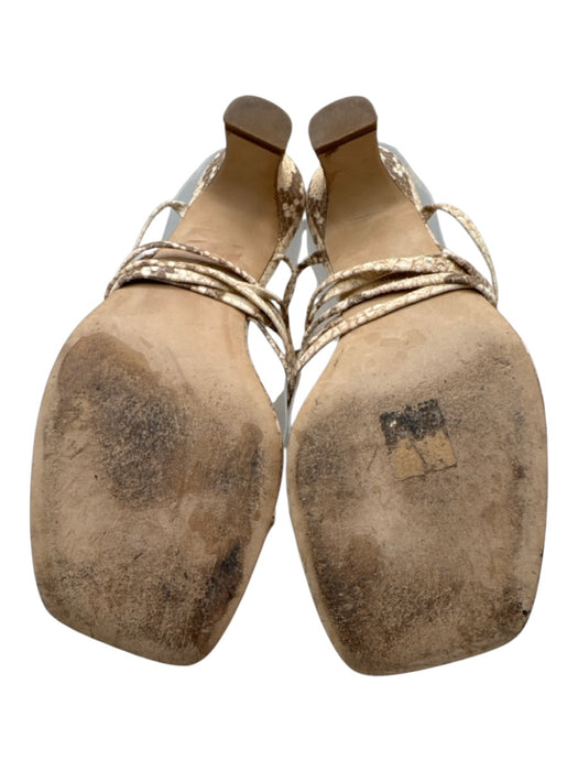Paris Texas Shoe Size 39 Beige & Brown Leather Snake Skin Square Toe Sandals Beige & Brown / 39
