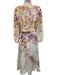 Zimmermann Size 1 Pink, Orange & White Linen Long Balloon Sleeve Floral Dress Pink, Orange & White / 1
