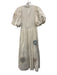 Sea New York Size XS White, Purple & Blue Cotton Short Puff Sleeve Maxi Dress White, Purple & Blue / XS