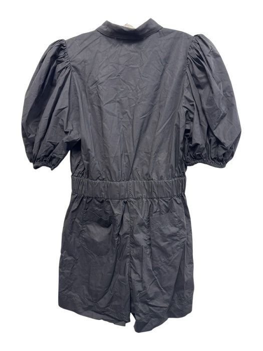 Hunter Bell Size 8 Black Cotton Short Balloon Sleeve Zip & Button Collar Romper Black / 8