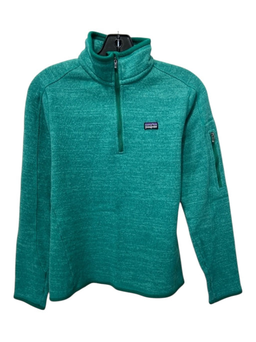 Patagonia Size Medium Green Polyester 3/4 zip Mock Collar Trim Sweater Green / Medium