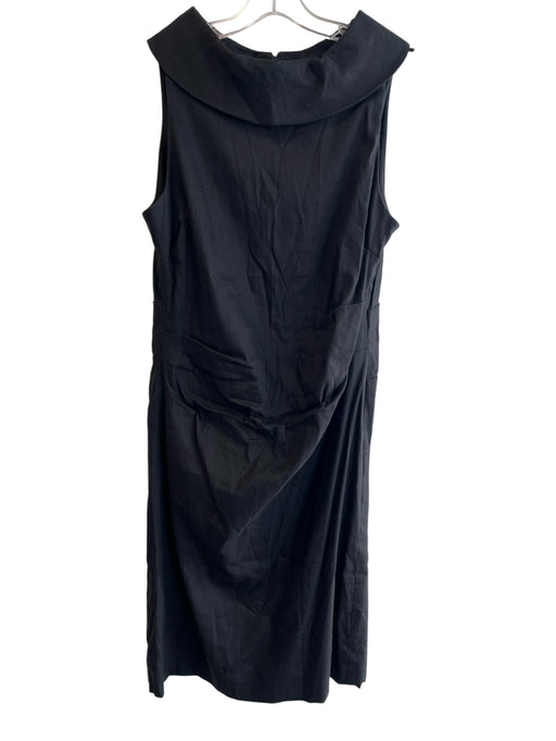 Sara Campbell Size L Black Linen Blend Knee Length Back Zip Boat Neck Dress Black / L