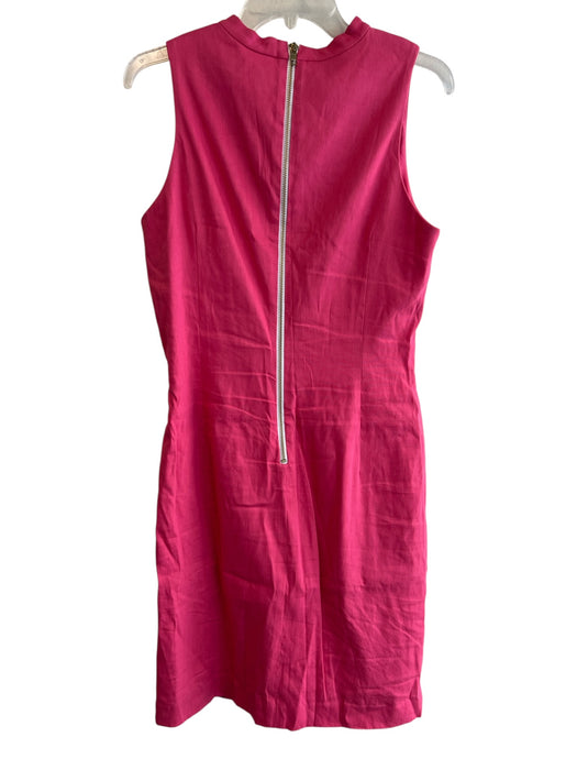 Sara Campbell Size 10 Pink Linen Blend Knee Length Back Zip high neck Dress Pink / 10
