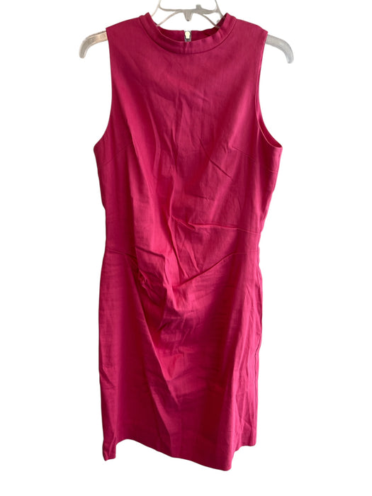 Sara Campbell Size 10 Pink Linen Blend Knee Length Back Zip high neck Dress Pink / 10