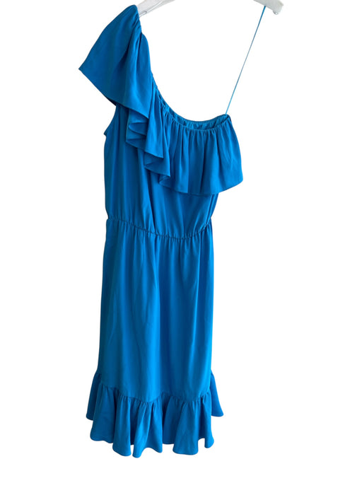 Parker Size S Blue 100% Silk One Shoulder Ruffle Midi Dress Blue / S