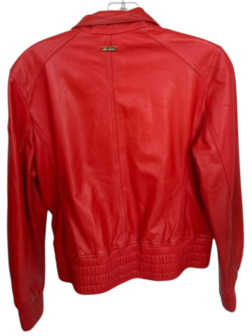 St. John Size S Tomato Red Leather Long Sleeve Elastic Waist Full Zip Jacket Tomato Red / S
