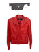 St. John Size S Tomato Red Leather Long Sleeve Elastic Waist Full Zip Jacket Tomato Red / S