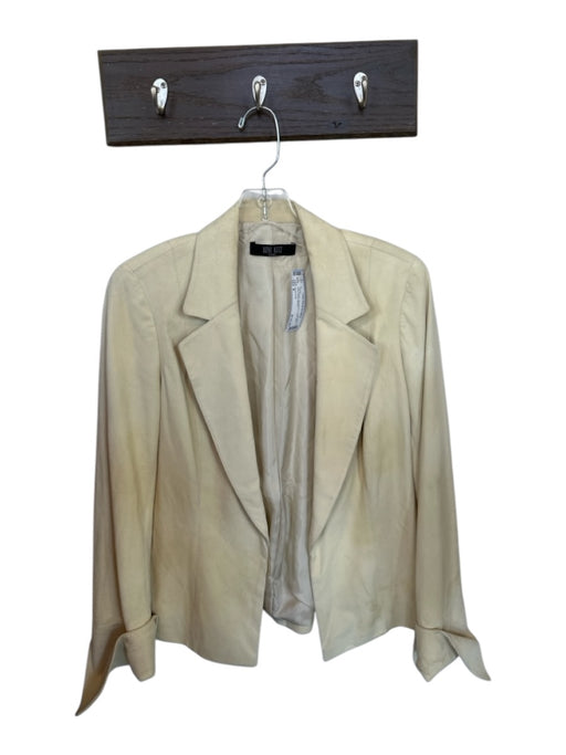 RENE RUIZ Size 6 Tan Suede Long Sleeve Lapel Open Front Lined Jacket Tan / 6