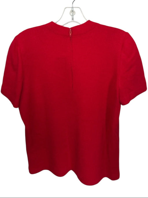 St. John Collection Size S Red Wool Blend Short Sleeve Knit Back Zip Top Red / S