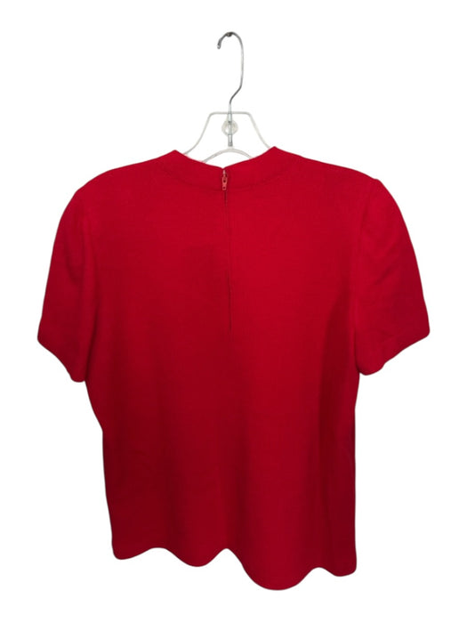St. John Collection Size S Red Wool Blend Short Sleeve Knit Back Zip Top Red / S