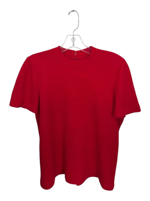St. John Collection Size S Red Wool Blend Short Sleeve Knit Back Zip Top Red / S