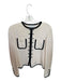 St. John Collection Size 6 Cream & Black Wool Blend Knit Full ZIp Jacket Cream & Black / 6