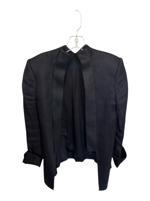 theysken's theory Size 36/2 Black Ramie Long Sleeve Lapel Back pleats Jacket Black / 36/2