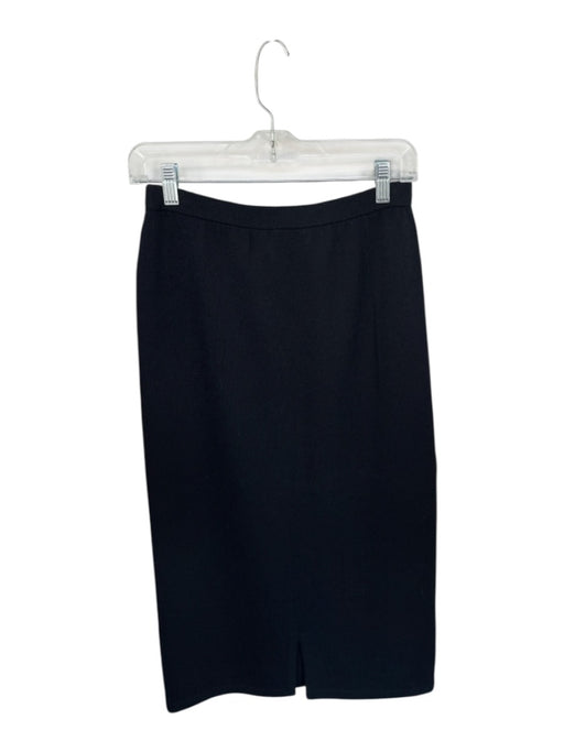 St. John Knits Size 4 Black Wool Elastic Waist Midi Skirt Black / 4