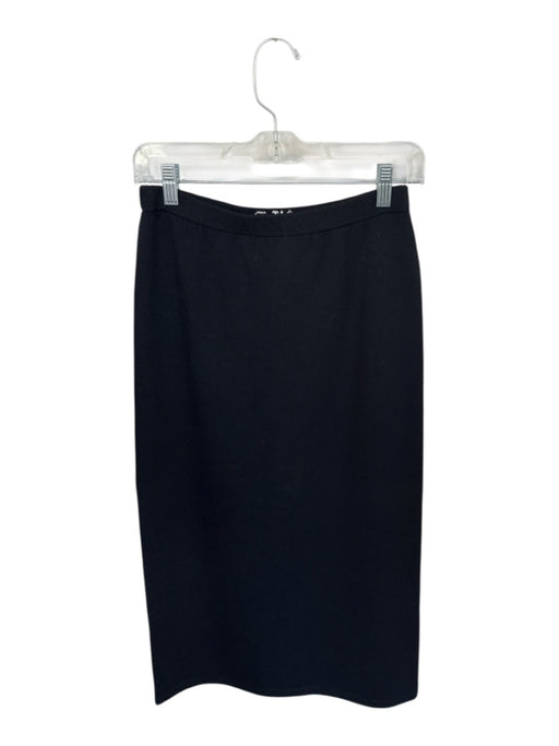 St. John Knits Size 4 Black Wool Elastic Waist Midi Skirt Black / 4