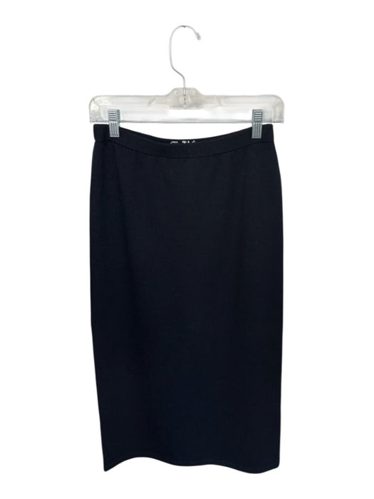St. John Knits Size 4 Black Wool Elastic Waist Midi Skirt Black / 4