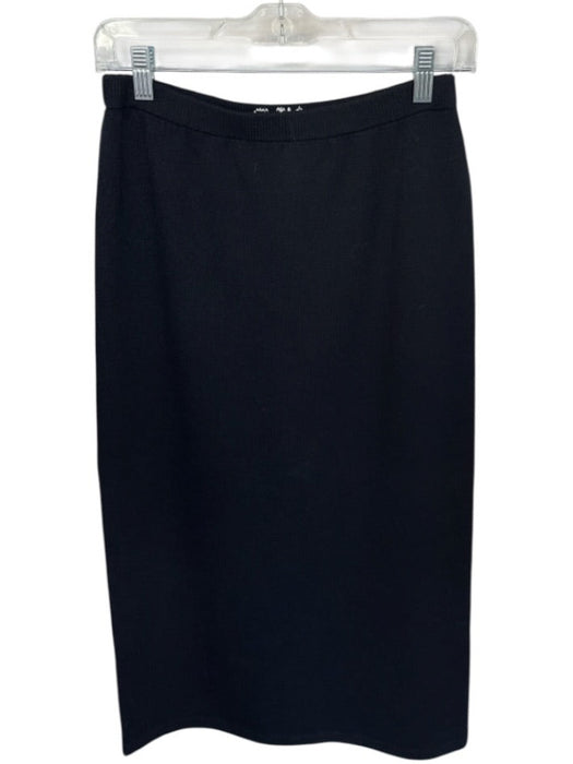 St. John Knits Size 4 Black Wool Elastic Waist Midi Skirt Black / 4