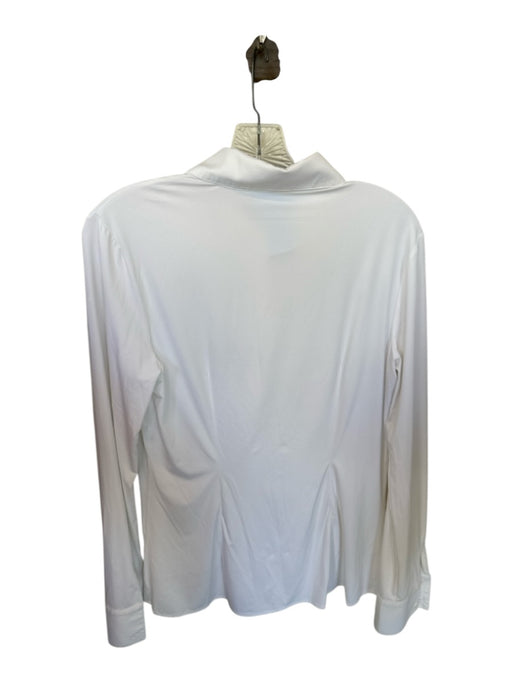 Luxeire Size M White Recycled Polyester Long Sleeve Collar Button Down Top White / M