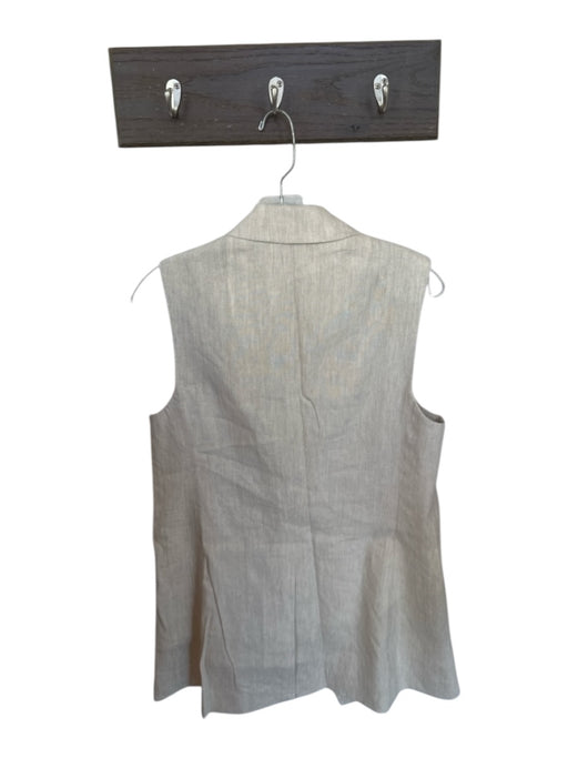 Club Monaco Size M Oatmeal Linen Blend Sleeveless Double Breast Long Jacket Oatmeal / M