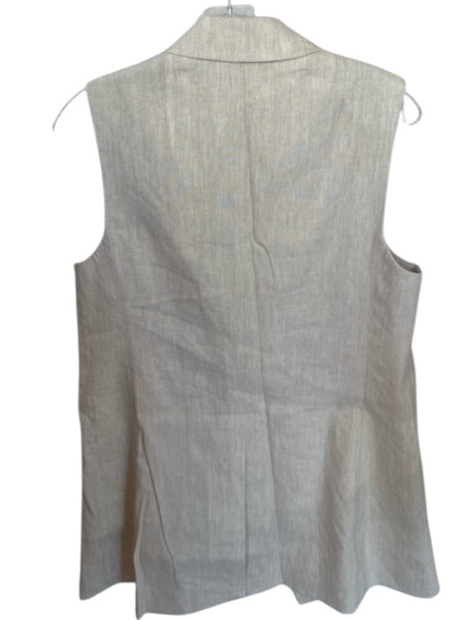 Club Monaco Size M Oatmeal Linen Blend Sleeveless Double Breast Long Jacket Oatmeal / M