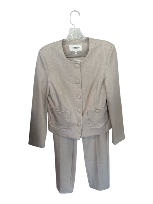 Liverpool Size S/4 Tan Polyester Blend Snap Buttons Trouser Jacket Pant Set Tan / S/4