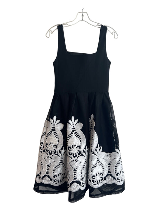 Gracia Size S Black & White Polyester Mesh Floral Applique Sleeveless Dress Black & White / S