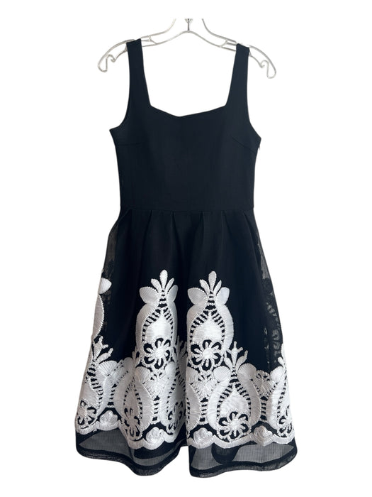Gracia Size S Black & White Polyester Mesh Floral Applique Sleeveless Dress Black & White / S