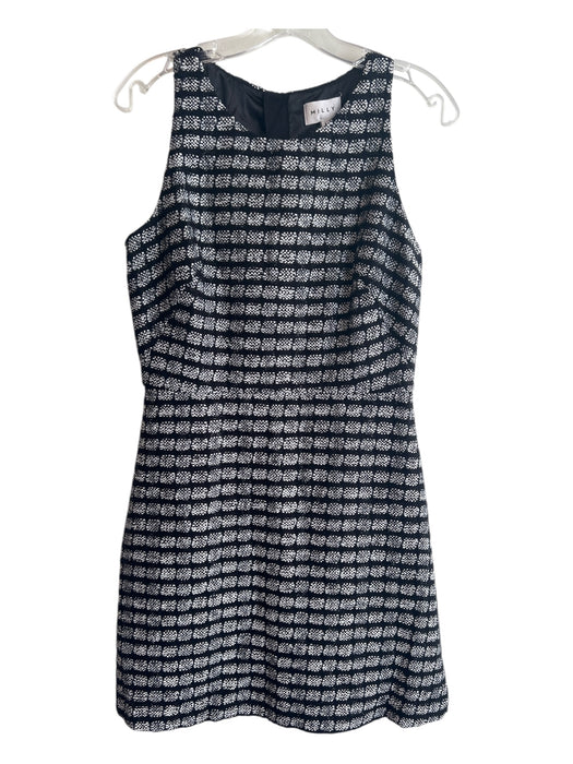 Milly Size 8 Black & White Polyester Blend Tweed Sleeveless Round Neck Dress Black & White / 8