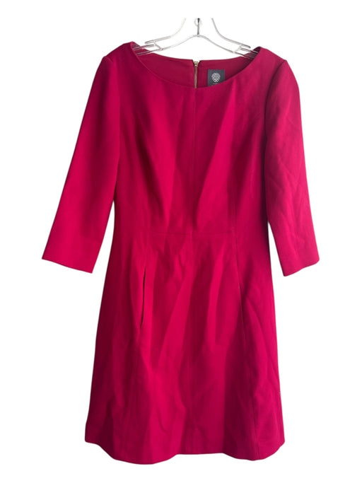 Vince Camuto Size 6 Red Missing Fabric Tag Back Zip Round Neck 3/4 Sleeve Dress Red / 6