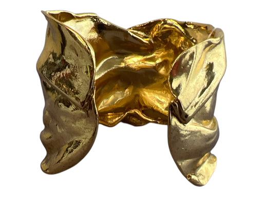 Karine Sultan Gold Gold Plated Foil Crumpled Adjustable Cuff Bracelet Gold