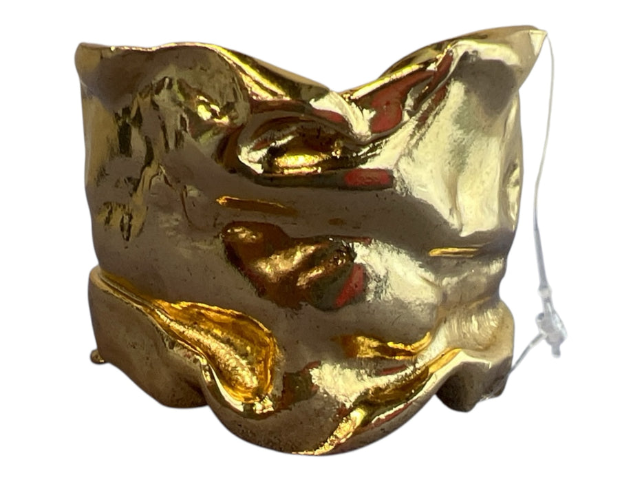 Karine Sultan Gold Gold Plated Foil Crumpled Adjustable Cuff Bracelet Gold