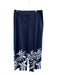 Trina Turk Size 6 Navy Cotton Blend Chino Tropical Leaf Print Wide Leg Pants Navy / 6