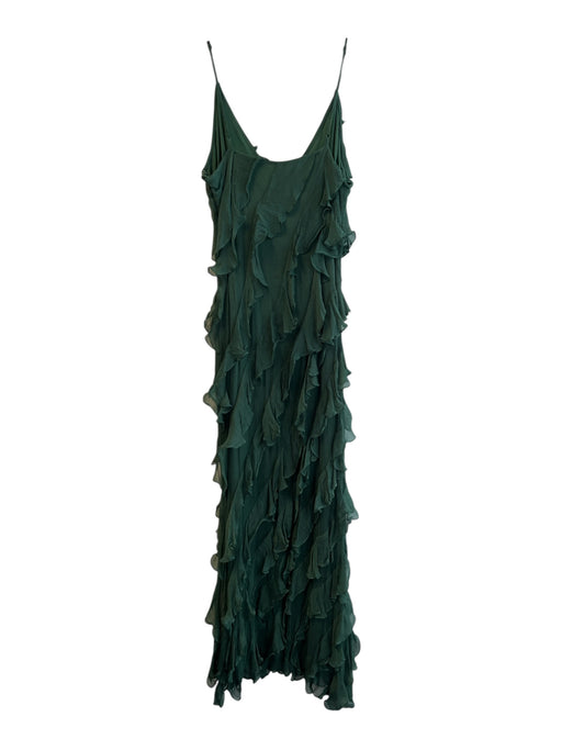 BHLDN BY ANTRHOPOLOGIE Size 6 Green Viscose Chiffon Diagonal Ruffles Midi Dress Green / 6