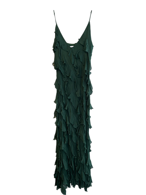 BHLDN BY ANTRHOPOLOGIE Size 6 Green Viscose Chiffon Diagonal Ruffles Midi Dress Green / 6