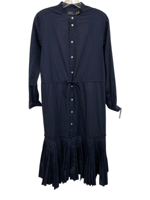 Polo Ralph Lauren Size 2 Navy Cotton Blend Long Sleeve Button Up Dress Navy / 2