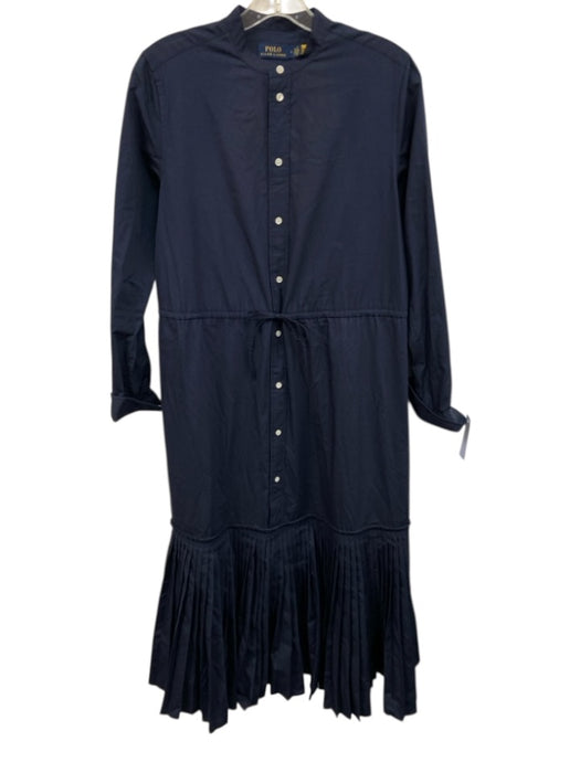 Polo Ralph Lauren Size 2 Navy Cotton Blend Long Sleeve Button Up Dress Navy / 2