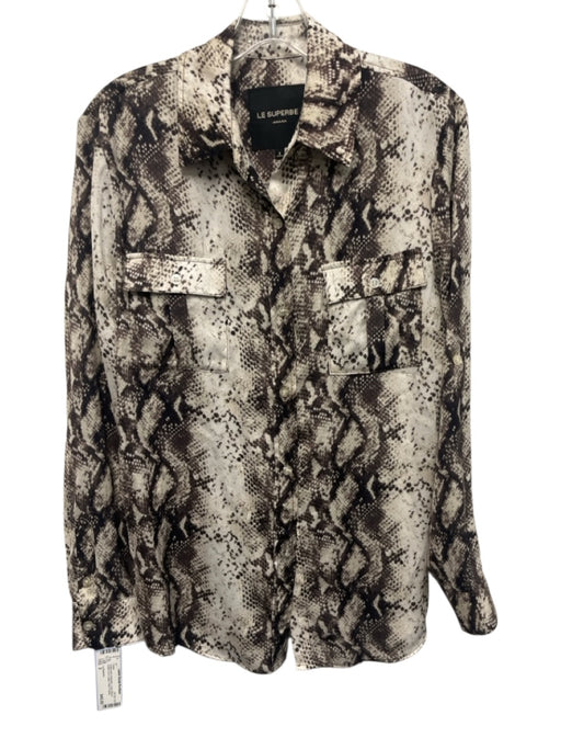 Le Superbe Size 2 snake print Polyester Long Sleeve Button Up & Collar Dress snake print / 2