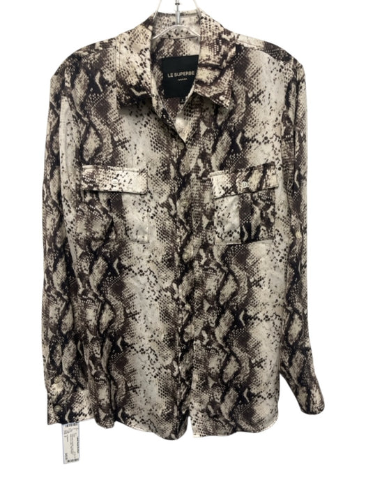 Le Superbe Size 2 snake print Polyester Long Sleeve Button Up & Collar Dress snake print / 2