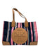 Tory Burch Navy, Pink & Tan Leather Tote Striped Logo shoulder bag Bag Navy, Pink & Tan