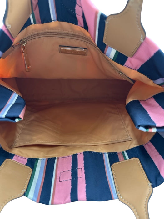 Tory Burch Navy, Pink & Tan Leather Tote Striped Logo shoulder bag Bag Navy, Pink & Tan