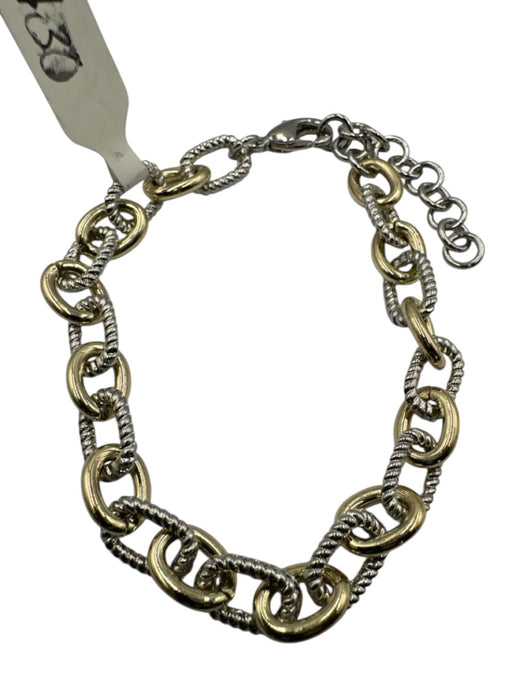 No Brand Silver & Gold Two Tone Cable link Textured Lobster Clasp Bracelet Silver & Gold