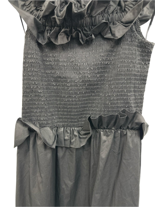 Caroline Constas Size M Black Cotton & Polyamide Ruffle Straps Tiered Maxi Dress Black / M