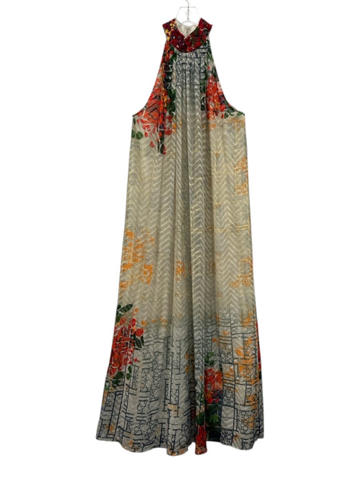 Bhanuni by Jyoti Size S White & Multi Print Abstract Print Halter Dress White & Multi Print / S