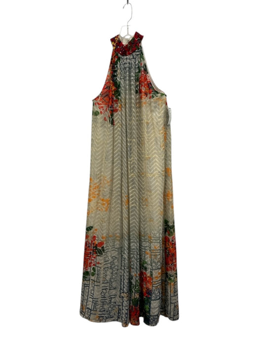 Bhanuni by Jyoti Size S White & Multi Print Abstract Print Halter Dress White & Multi Print / S
