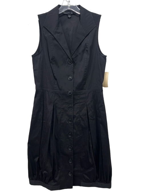 Lafayette 148 Size 2 Black Cotton Blend Sleeveless Button Down Collar Dress Black / 2