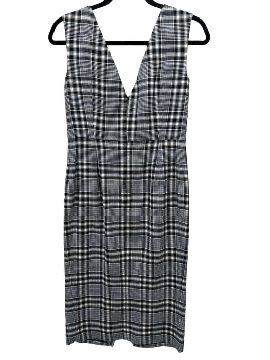 Veronica Beard Size 6 White, Blue & Black Cotton Blend Sleeveless Plaid Dress White, Blue & Black / 6