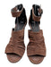 Maria + Cornejo Shoe Size 37 Brown & Black Suede Ruched Ankle Strap Mule Sandals Brown & Black / 37