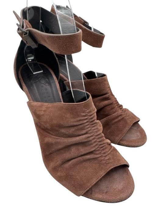 Maria + Cornejo Shoe Size 37 Brown & Black Suede Ruched Ankle Strap Mule Sandals Brown & Black / 37