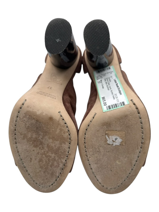 Maria + Cornejo Shoe Size 37 Brown & Black Suede Ruched Ankle Strap Mule Sandals Brown & Black / 37
