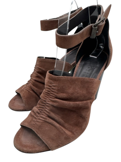Maria + Cornejo Shoe Size 37 Brown & Black Suede Ruched Ankle Strap Mule Sandals Brown & Black / 37